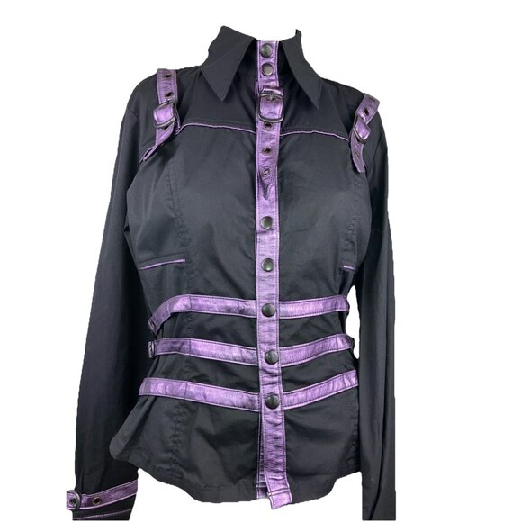 XL Vintage lip service vice strap Buckle top Snaps Straight Jacket Cyberpunk - Picture 1 of 4